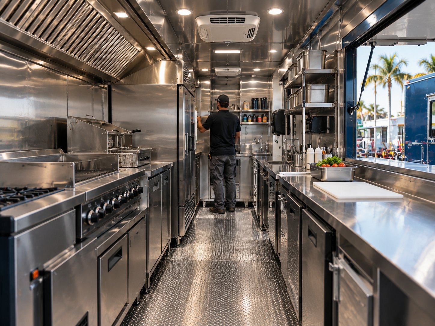 Equipamiento interior de una cocina móvil